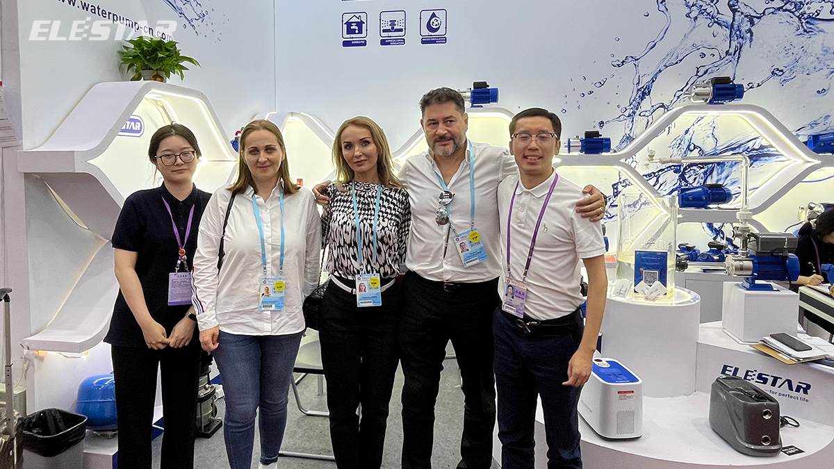 Elestar water pump booth at the 134th Canton Fair
