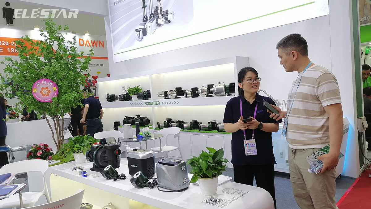 Elestar water pump booth at the 135th Canton Fair